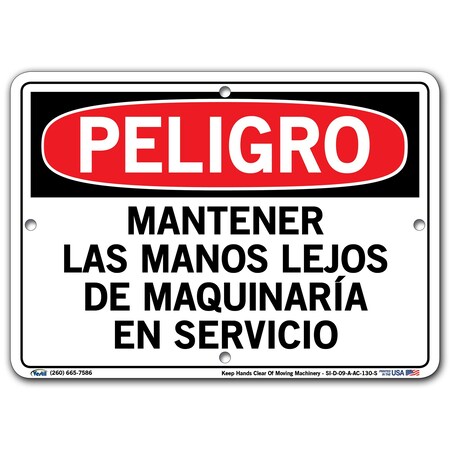 Vestil Aluminum Composite Sign, 7-1/2" Height, 10-1/2" Width, Aluminum Composite, Rectangle, Spanish SI-D-09-A-AC-130-S